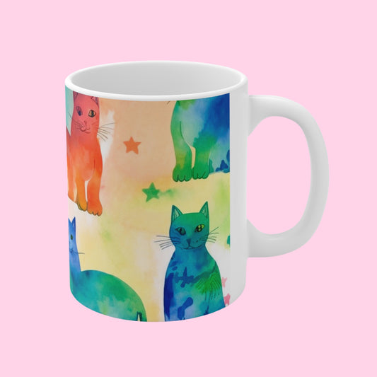The Tie-Dye Cat Mugs