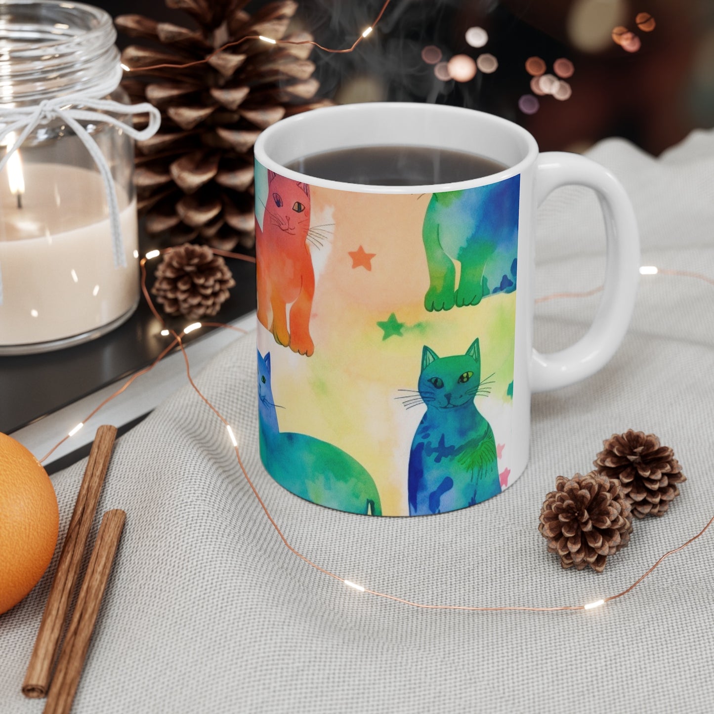 The Tie-Dye Cat Mugs