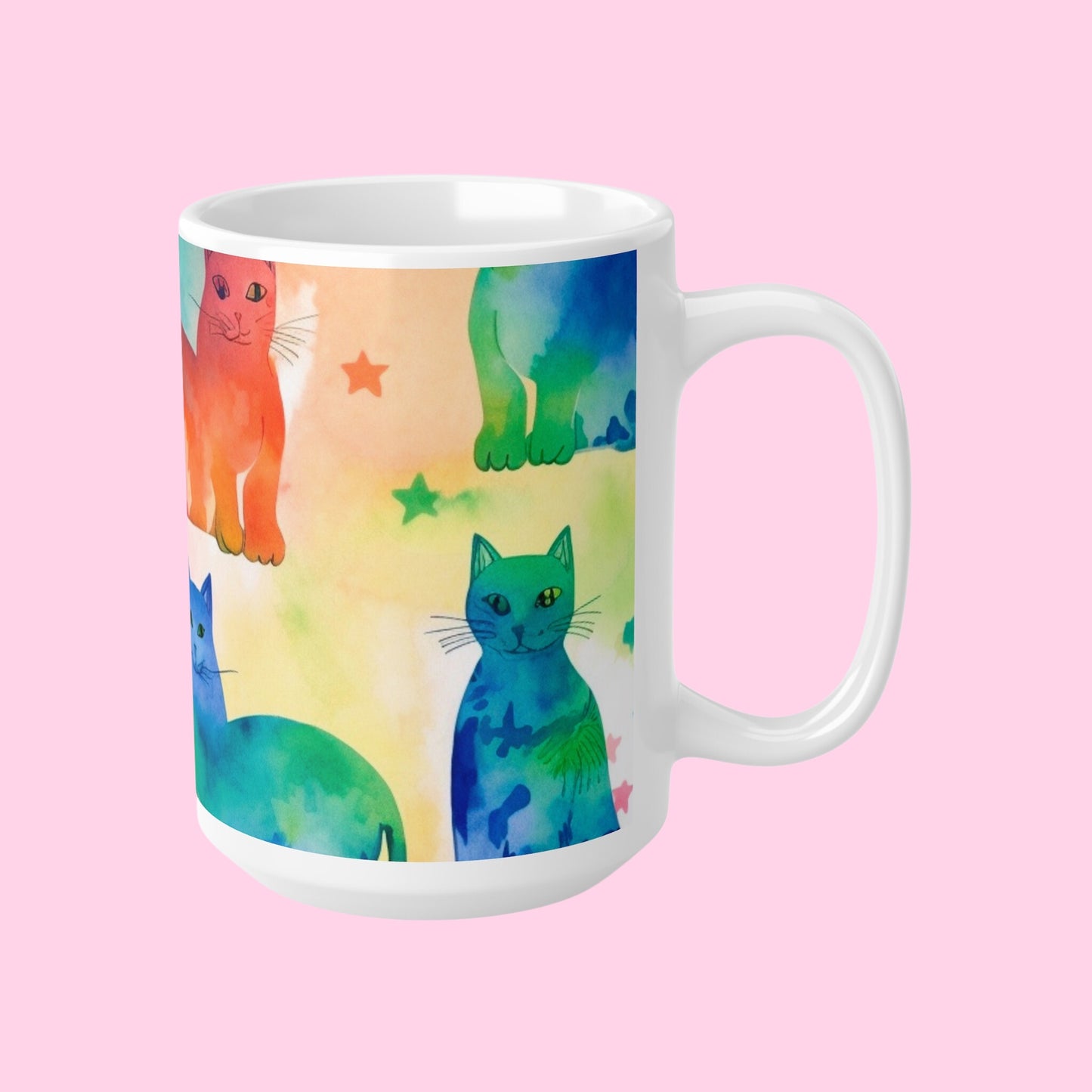 The Tie-Dye Cat Mugs