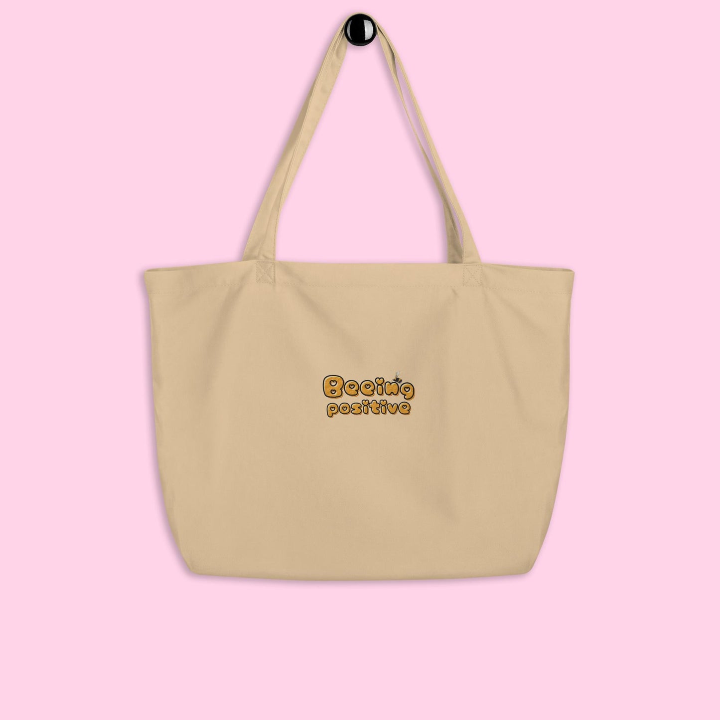 The Beeing Positive Organic Tote - Large Embroidered