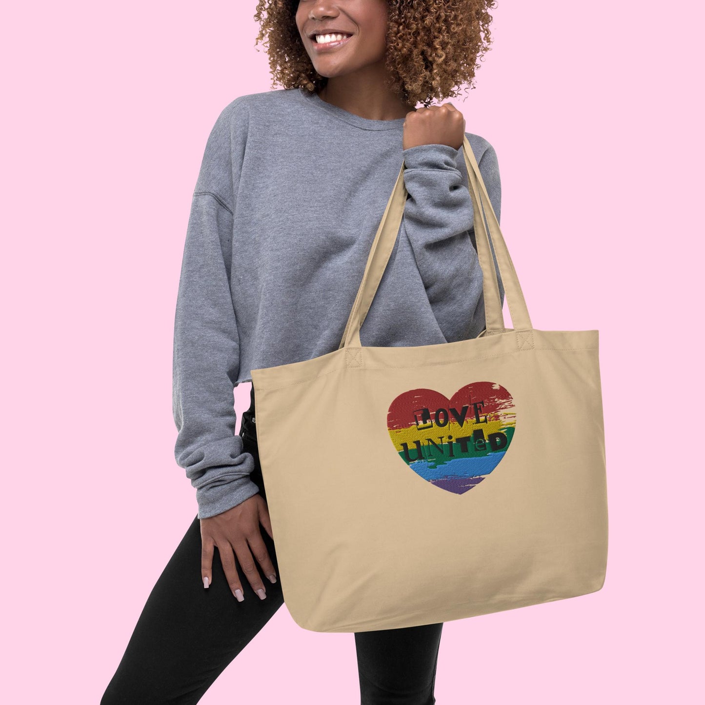 Love United Organic Tote - Large Heart Embroidery