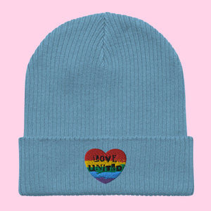 Love United Organic Beanie - Heart Embroidery - Littledale’s