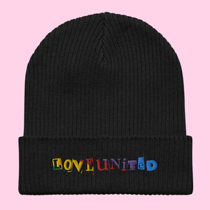 Love United Organic Beanie - Text Embroidery - Littledale’s