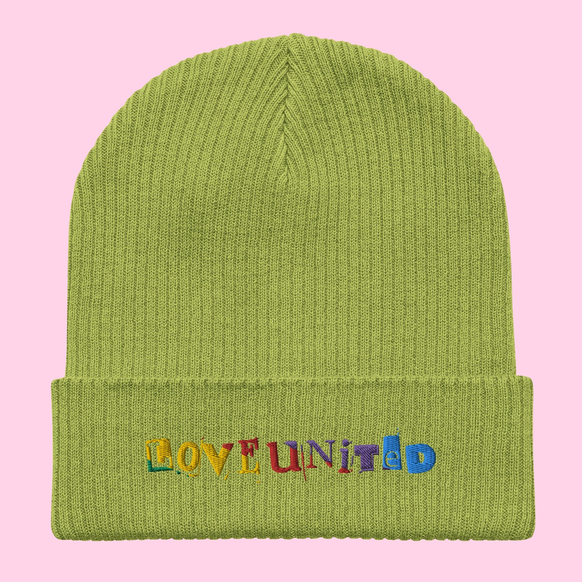 Love United Organic Beanie - Text Embroidery - Littledale’s