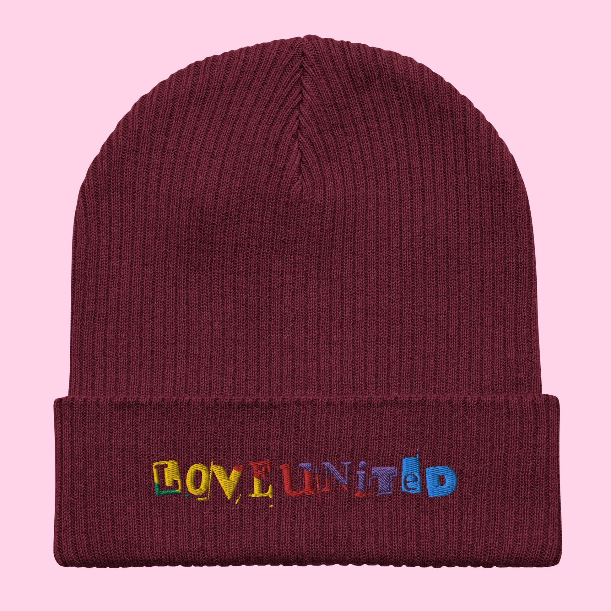 Love United Organic Beanie - Text Embroidery - Littledale’s