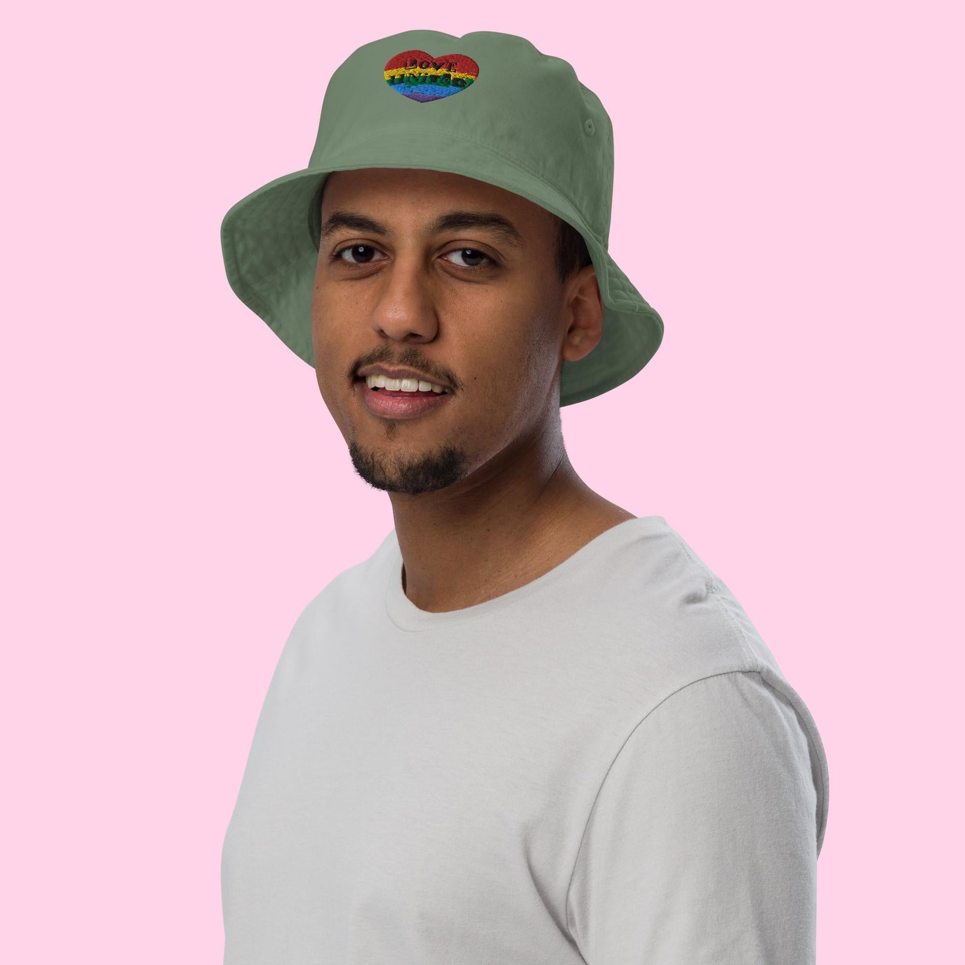 Love United Organic Bucket Hat - Heart Embroidery - Littledale’s