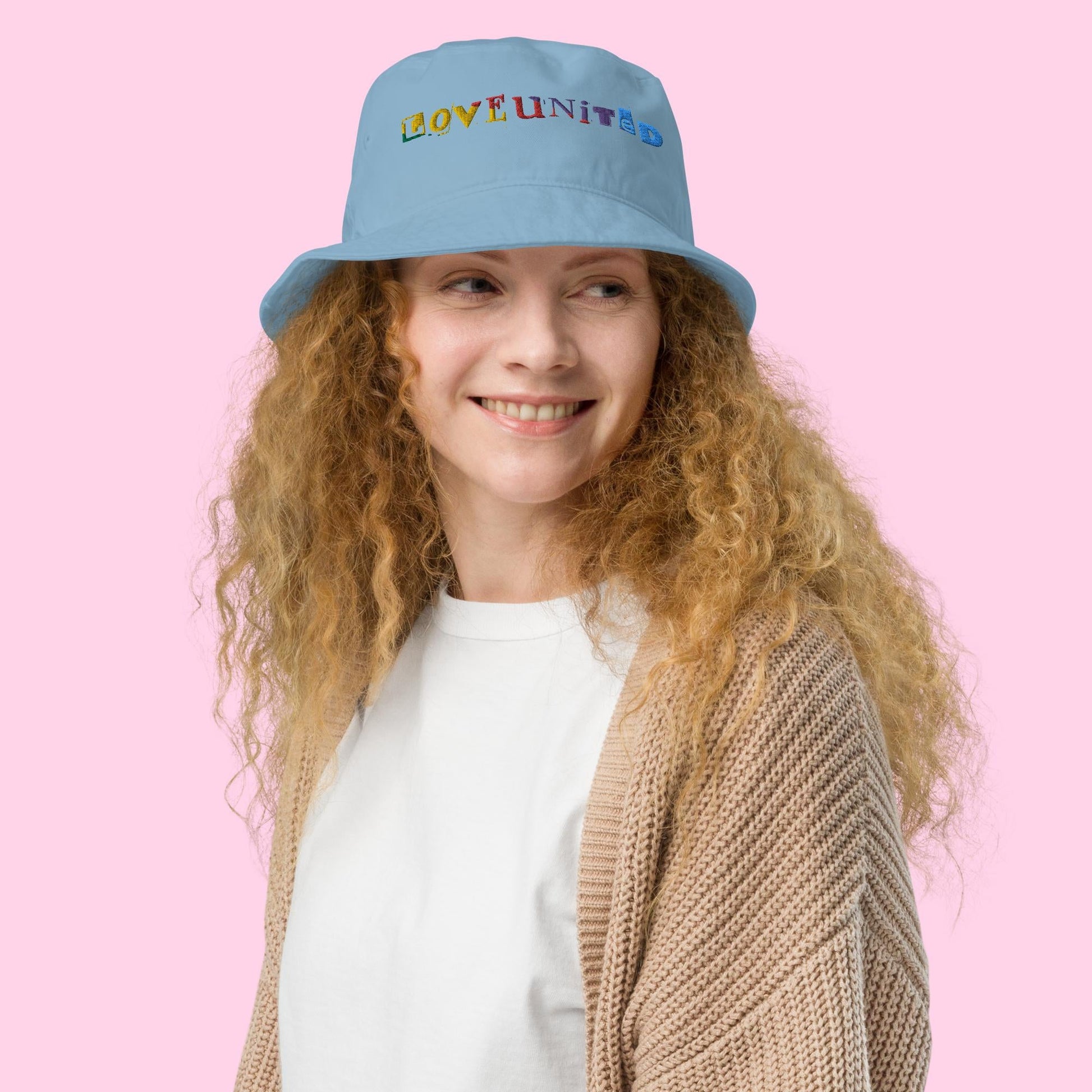 Love United Organic Bucket Hat - Text Embroidery - Littledale’s