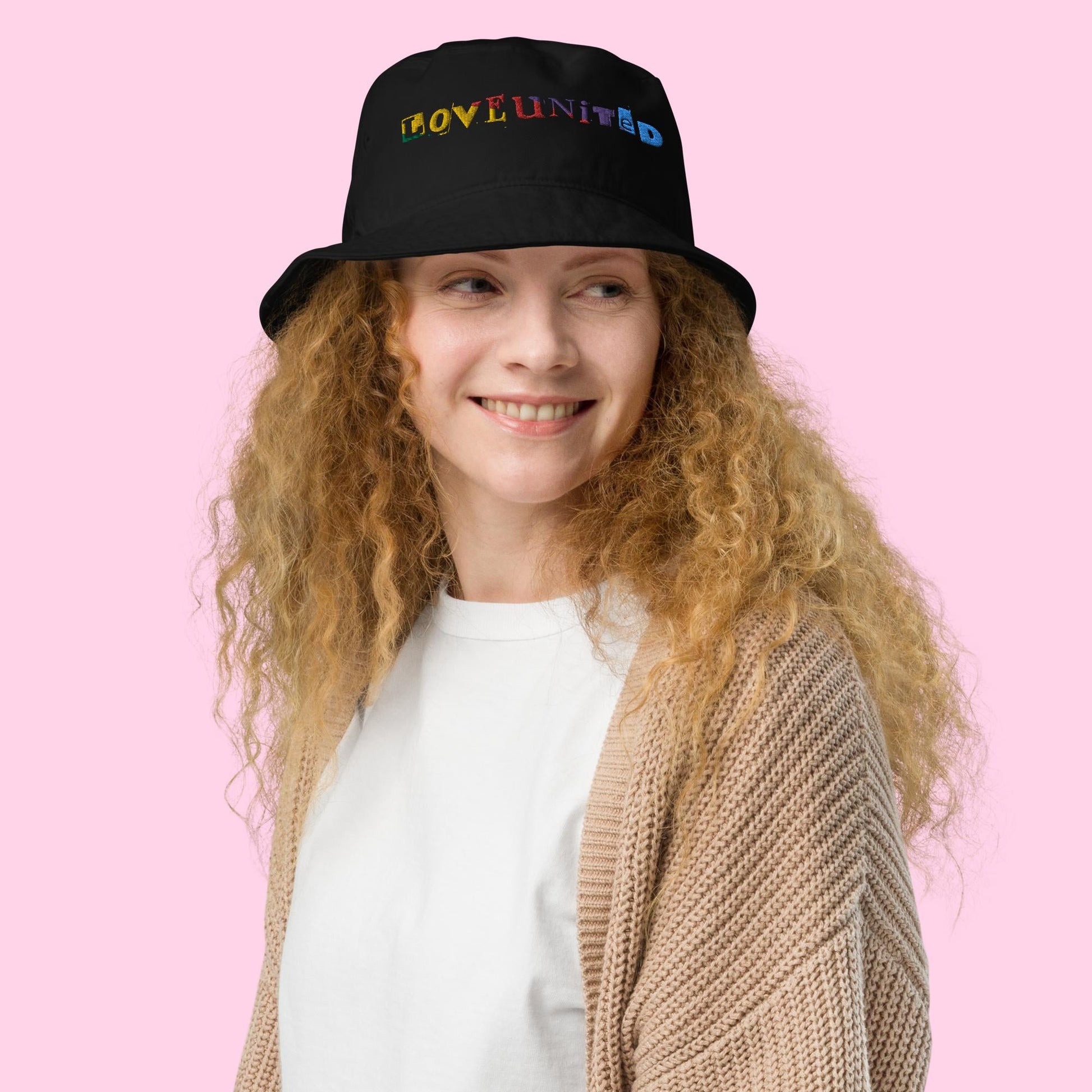 Love United Organic Bucket Hat - Text Embroidery - Littledale’s