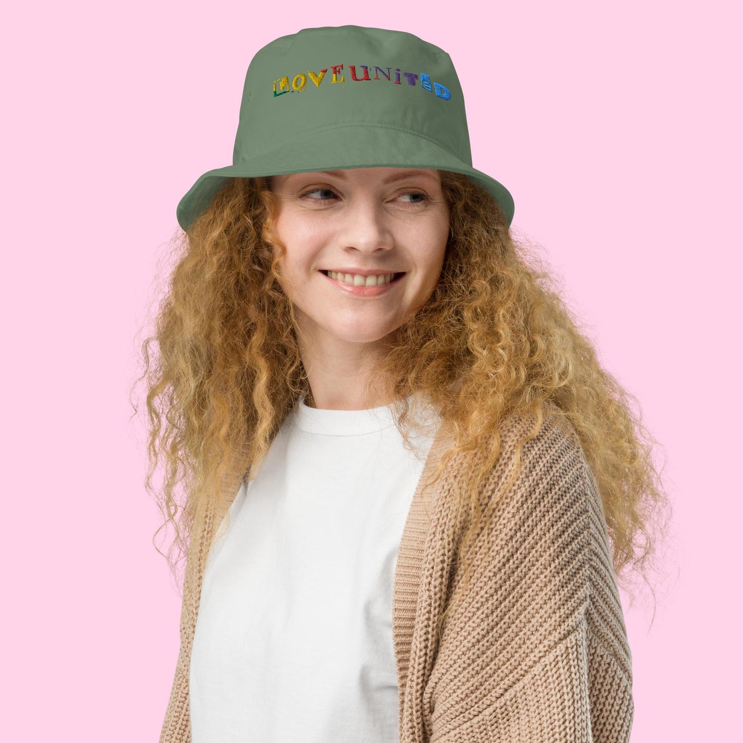 Love United Organic Bucket Hat - Text Embroidery