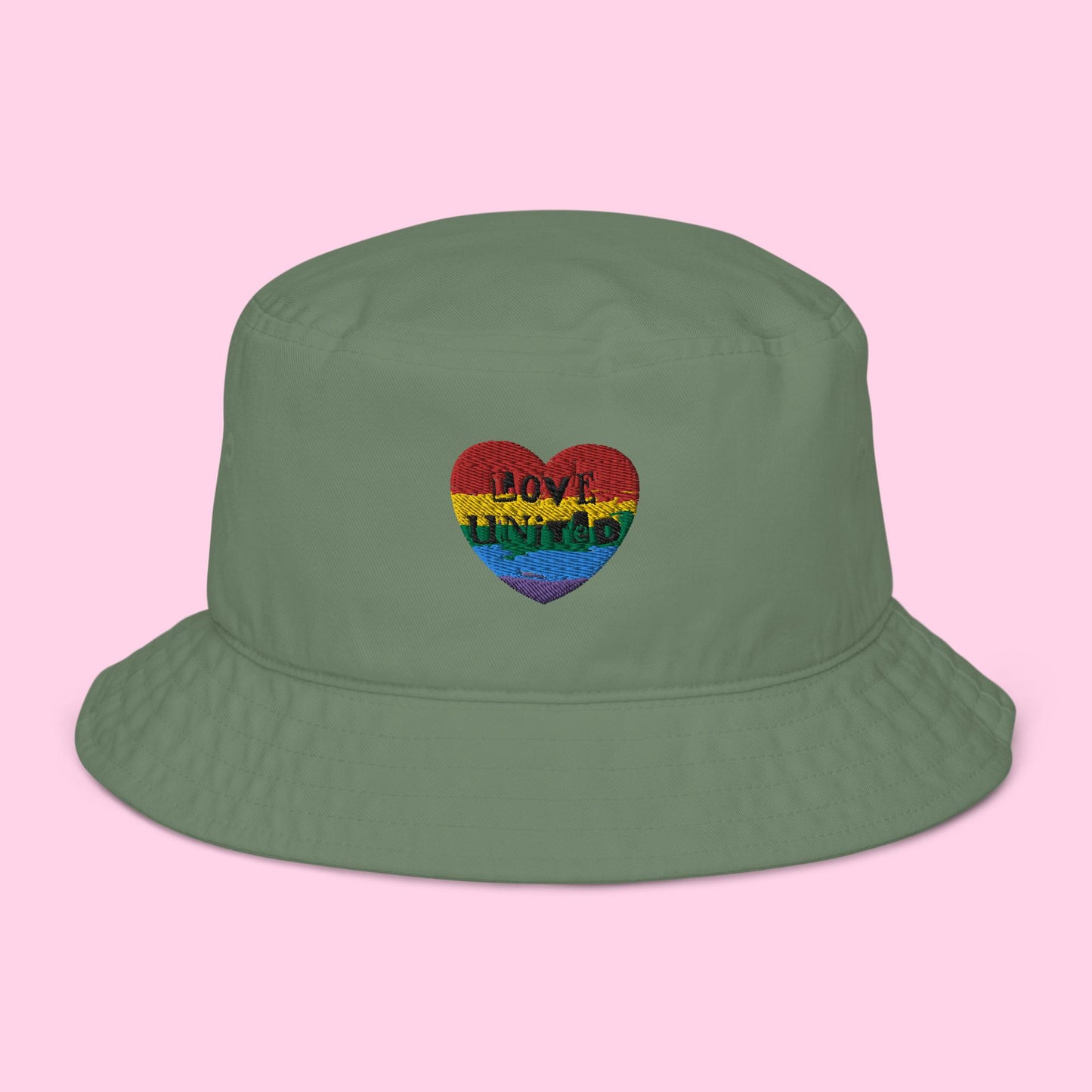 Love United Organic Bucket Hat - Heart Embroidery