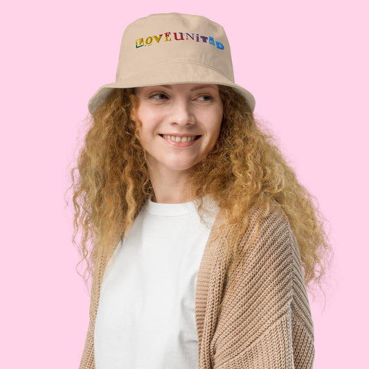 Love United Organic Bucket Hat - Text Embroidery