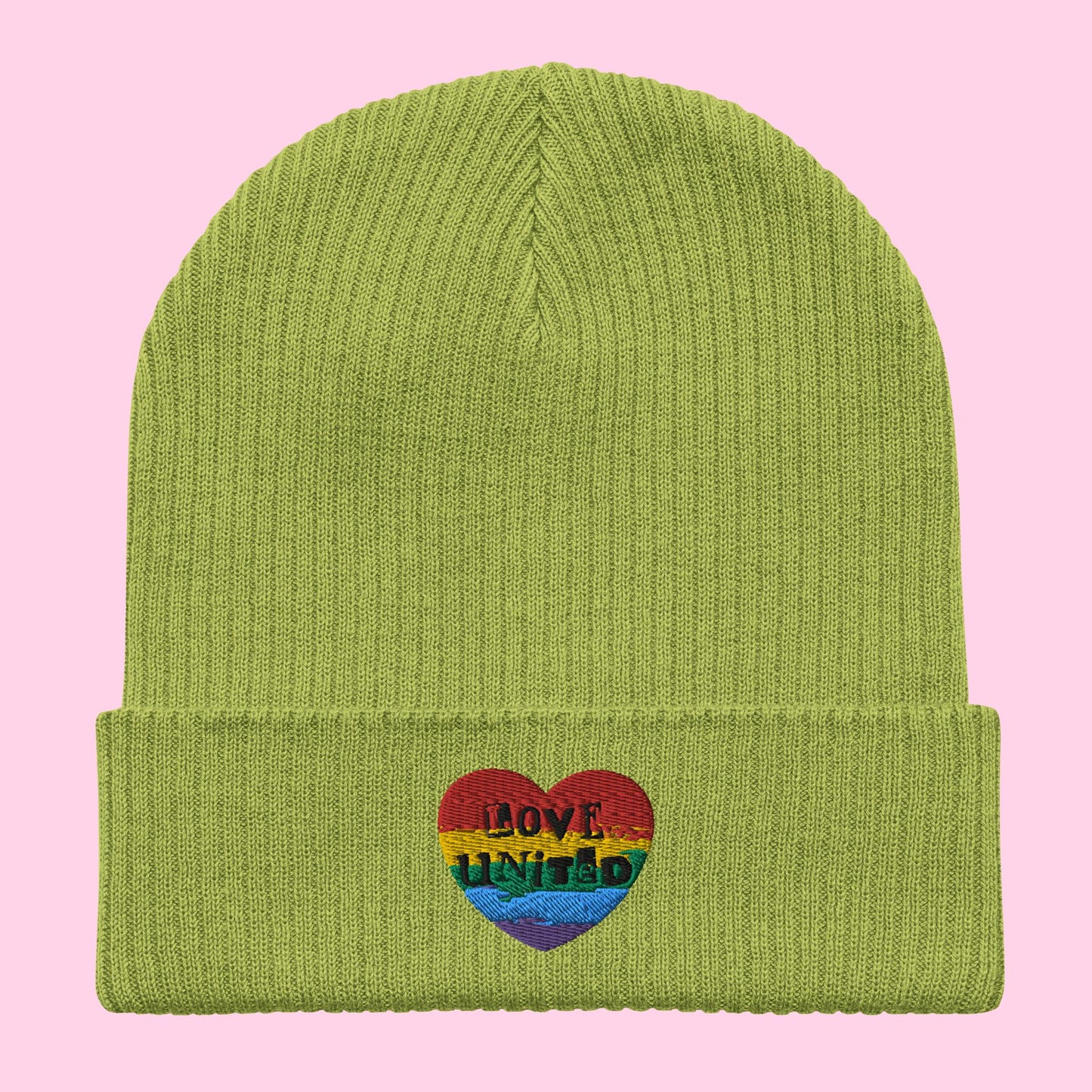 Love United Organic Beanie - Heart Embroidery