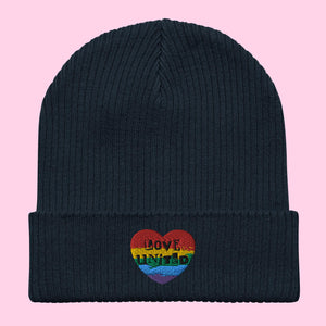 Love United Organic Beanie - Heart Embroidery