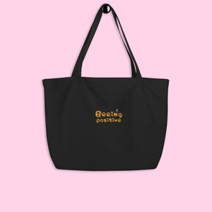 The Beeing Positive Organic Tote - Large Embroidered - Littledale’s