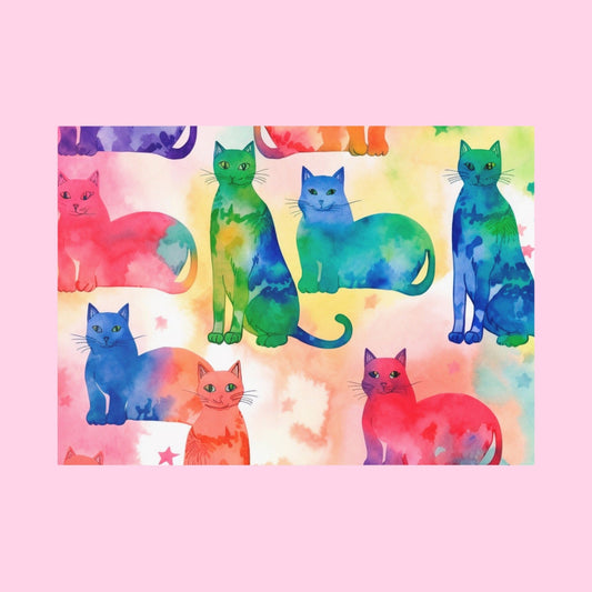 The Tie - Dye Cat Eco Postcards - Littledale’s